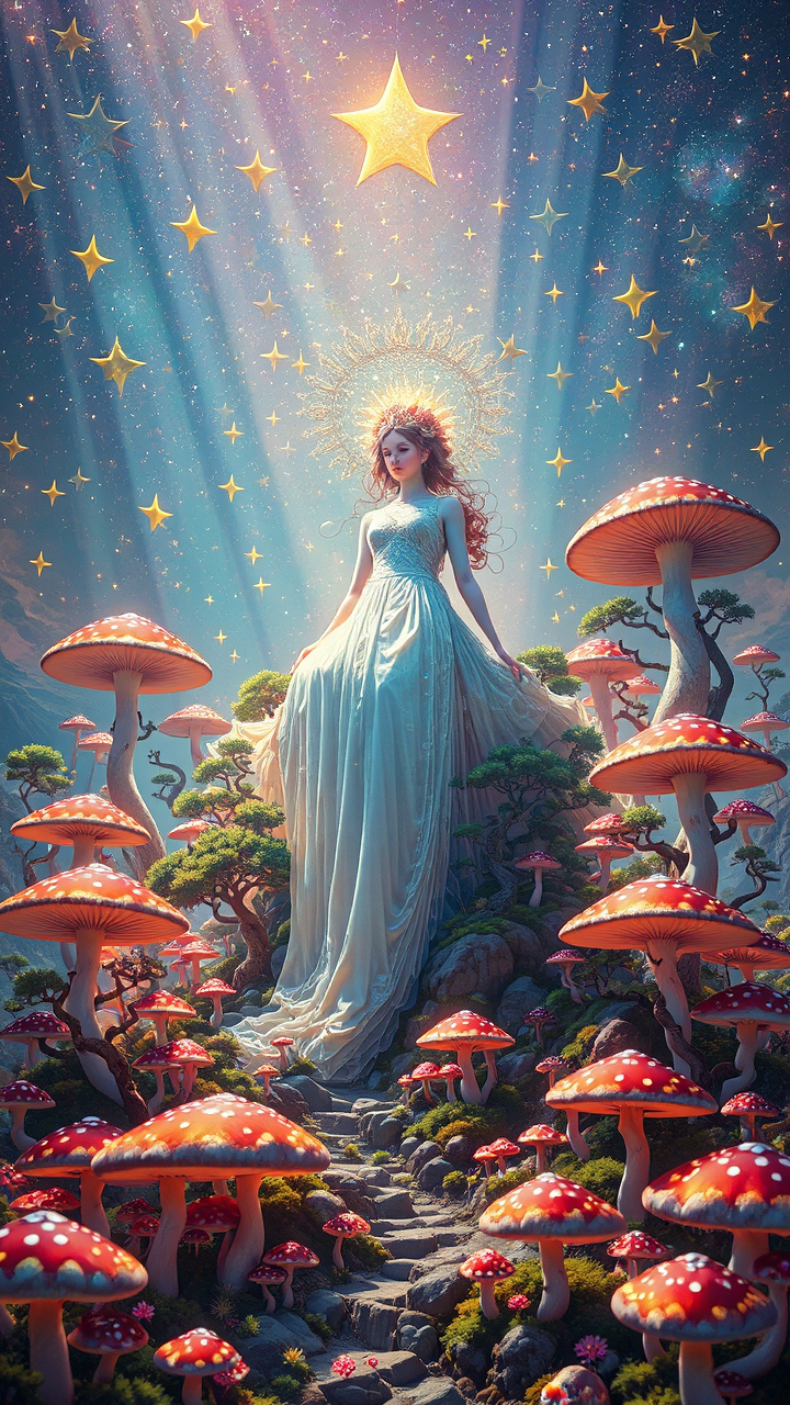 Queen floats among stars