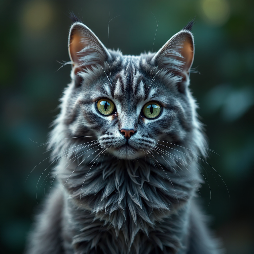 A photorealistic grey cat