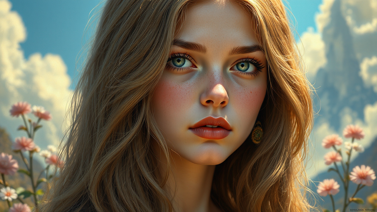 Young woman with long