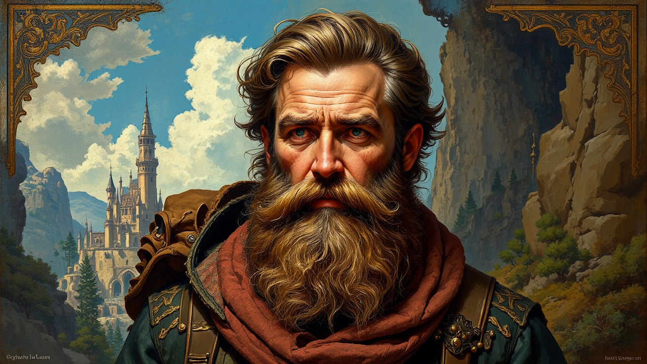 Bearded man in traveler's