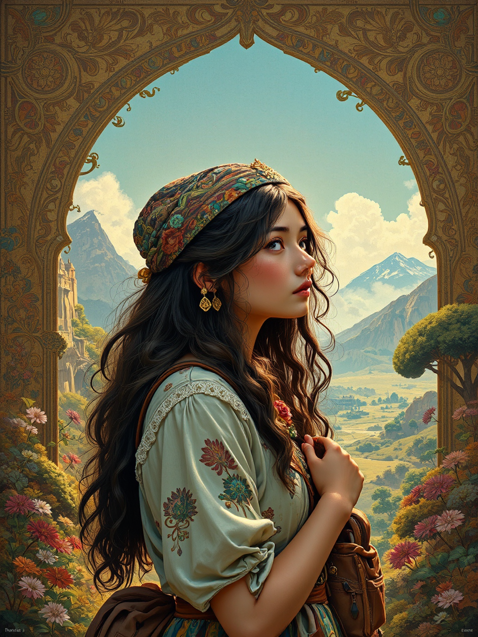 Vintage hippie girl in