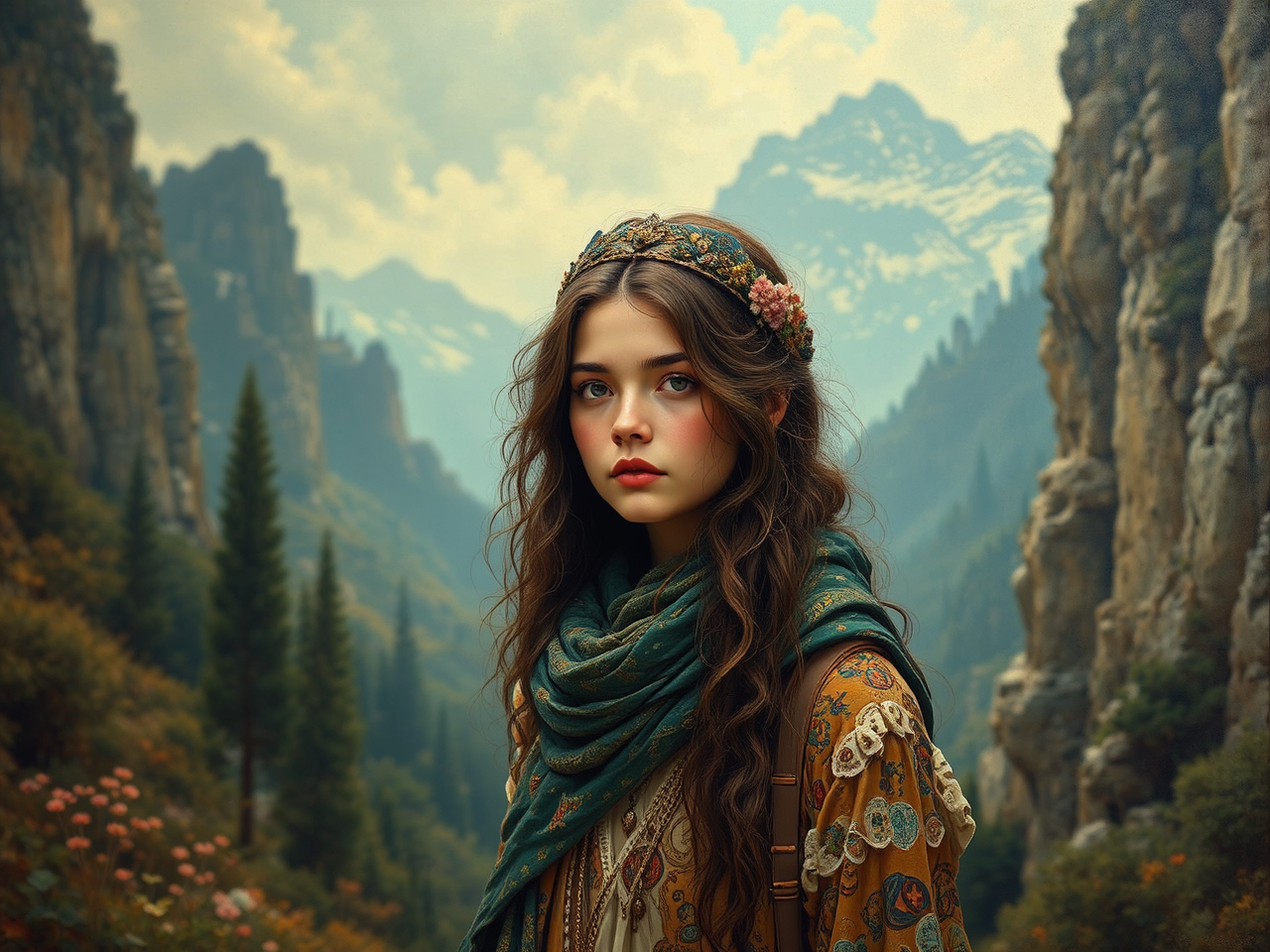 Girl in elaborate ethnic