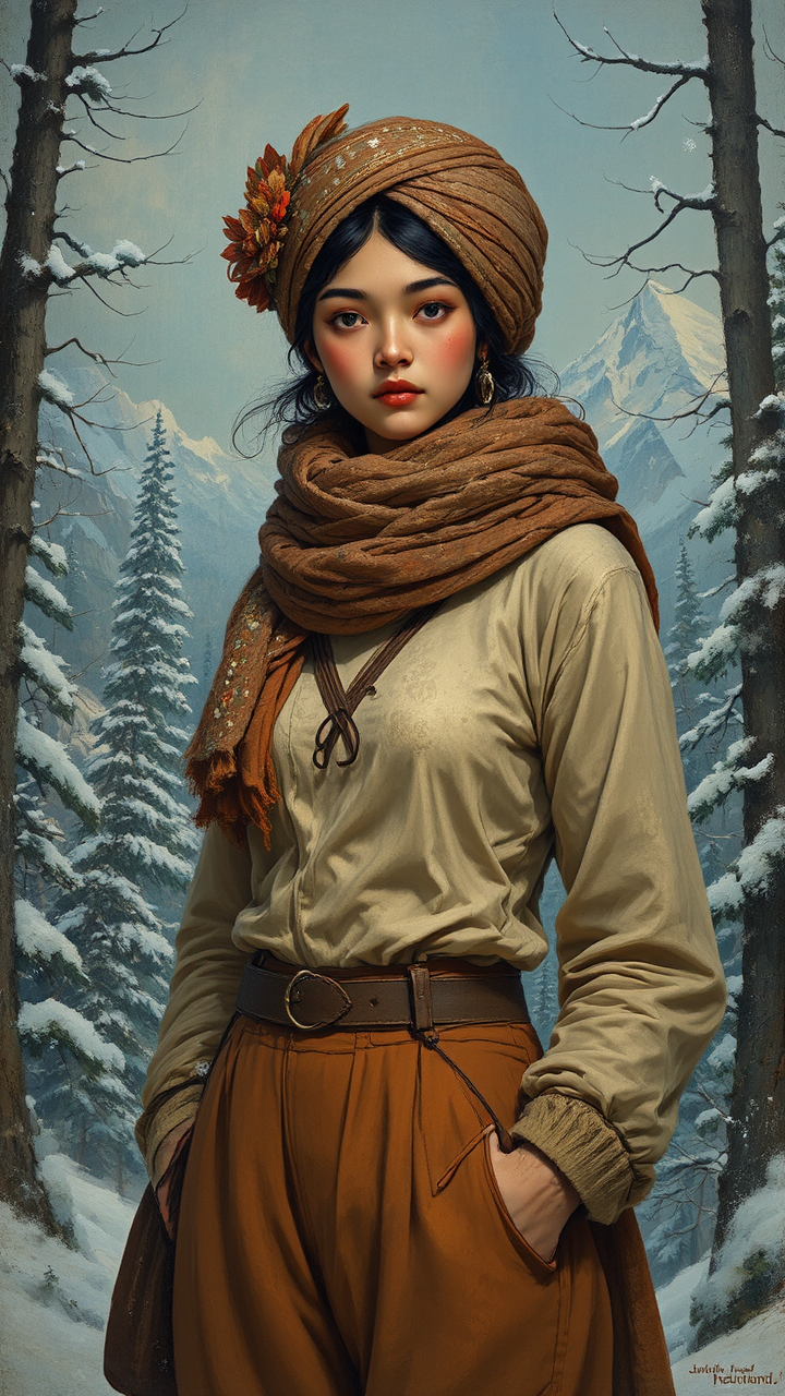 Asian girl in winter