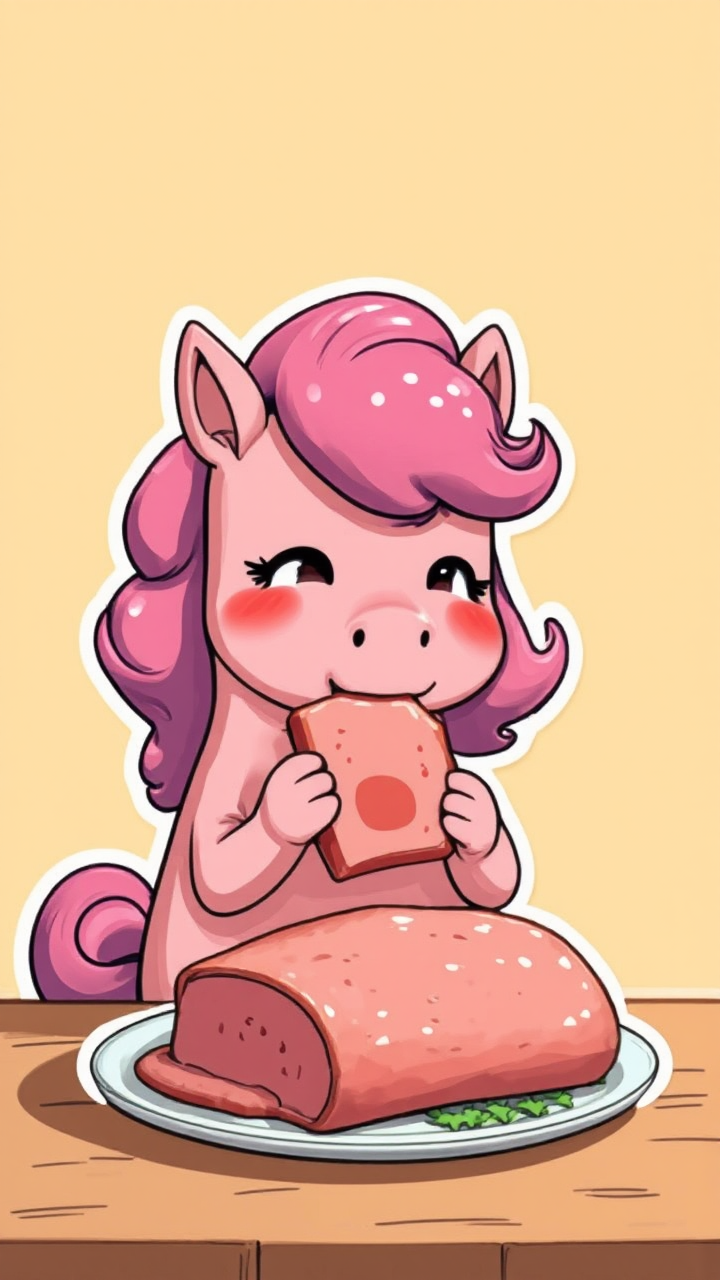 Ponyo eating a slice