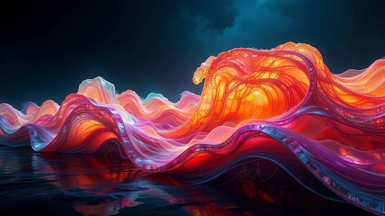 Multi-coloured 3D generative shapes.