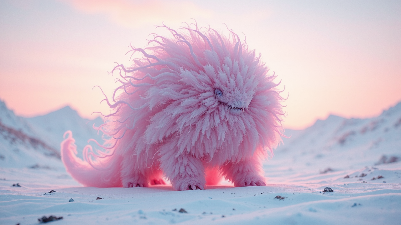 Hyper-realistic fluffy creature in