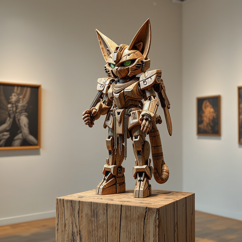 A miniature Gundam sculpture