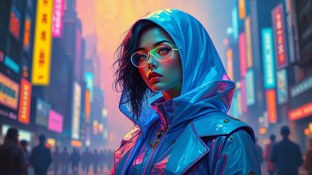 Character portrait with neon