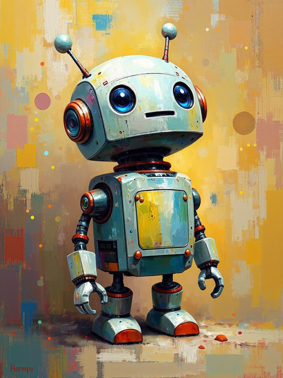 A robot painting a