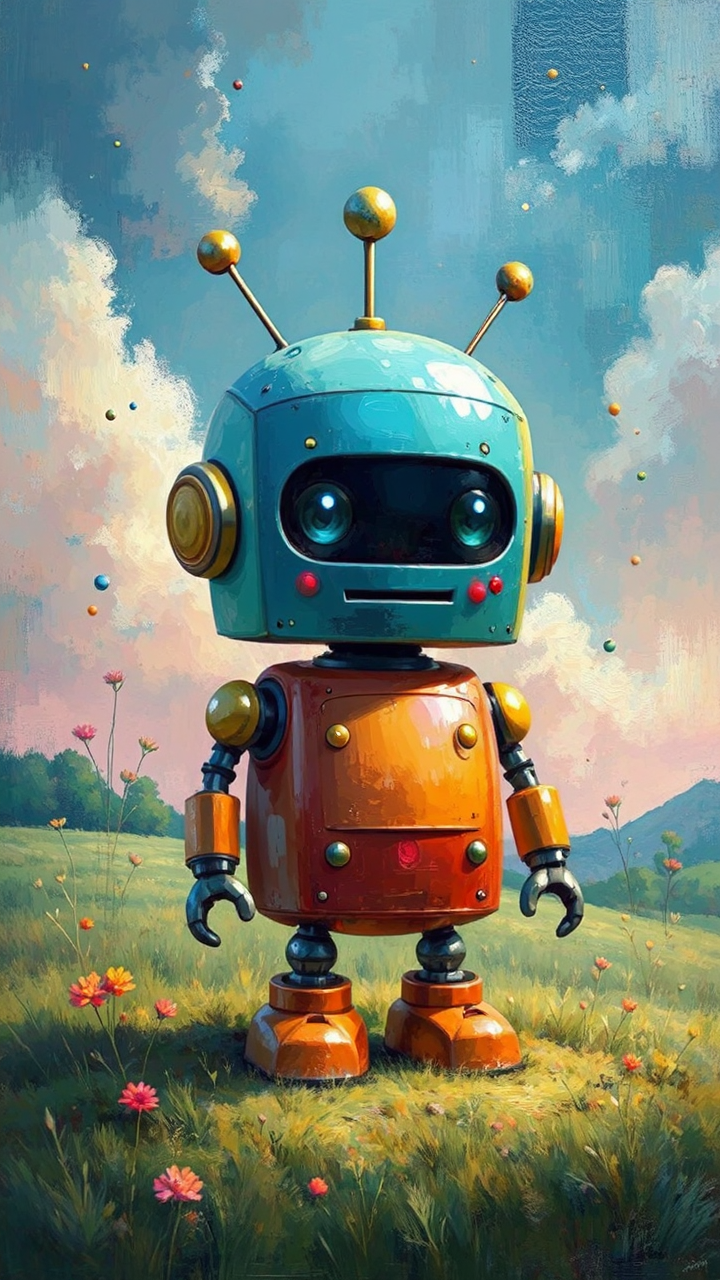 A small robot painting