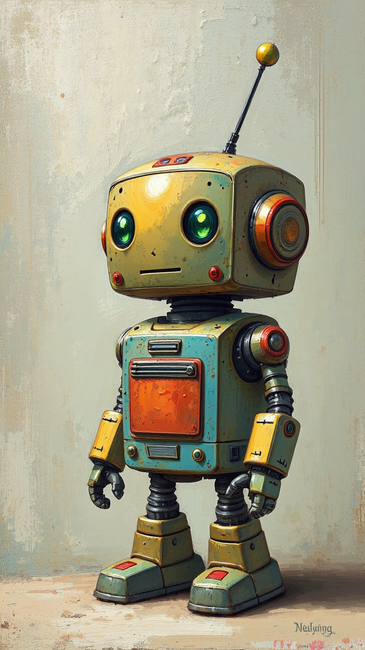 A small robot painting