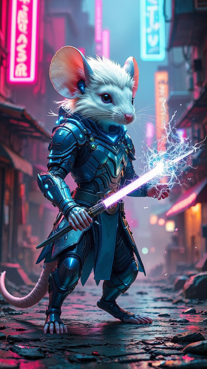 Furry white mouse casts