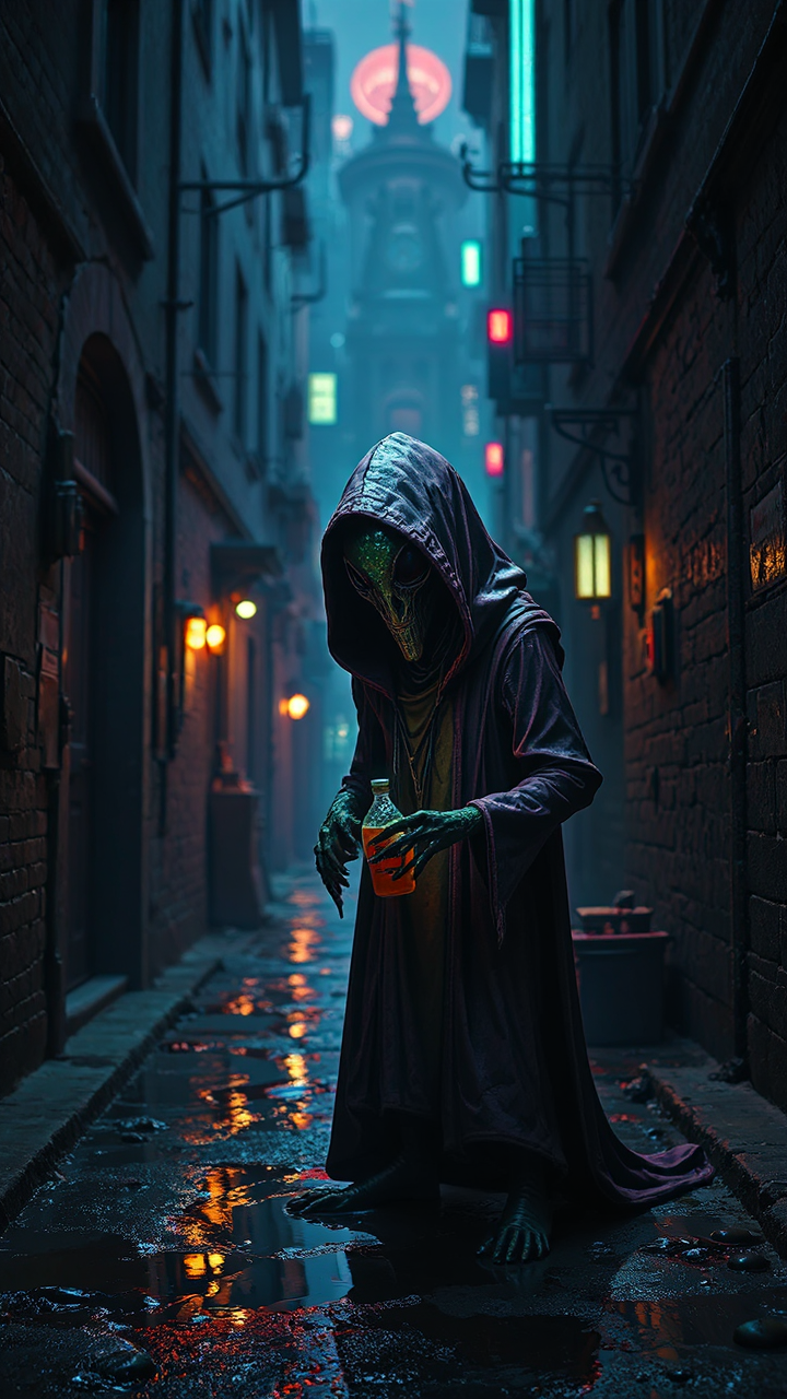 Alien creature in dark