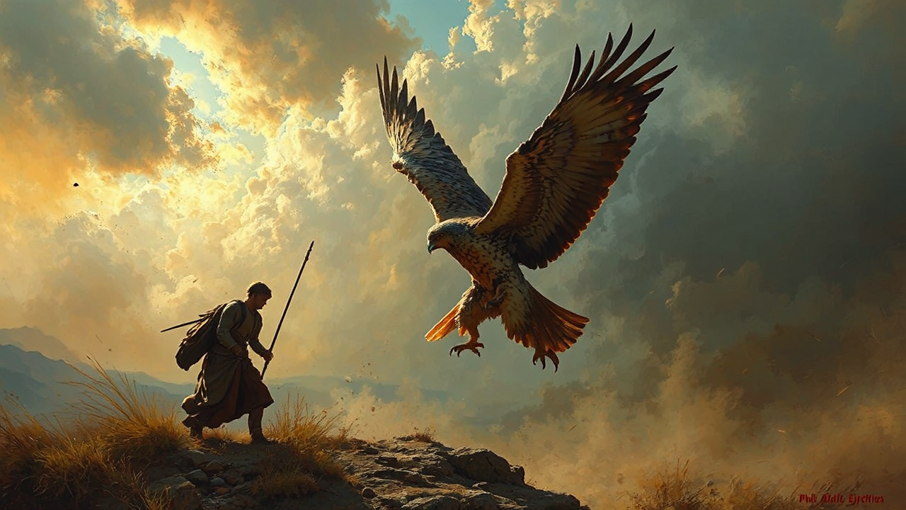 Falcon breaking free from