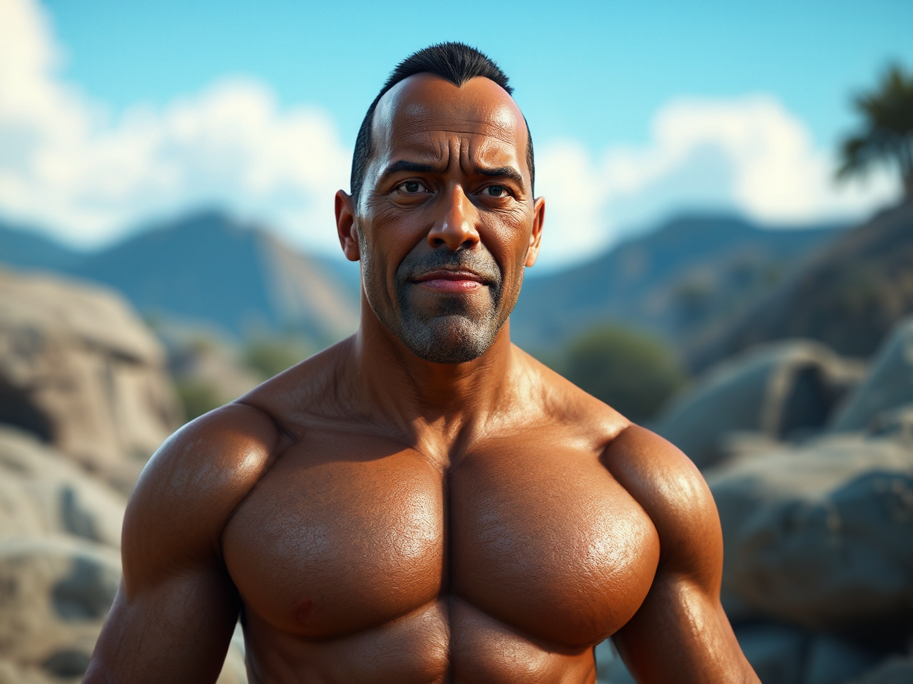 Actor Dwayne Johnson rendered