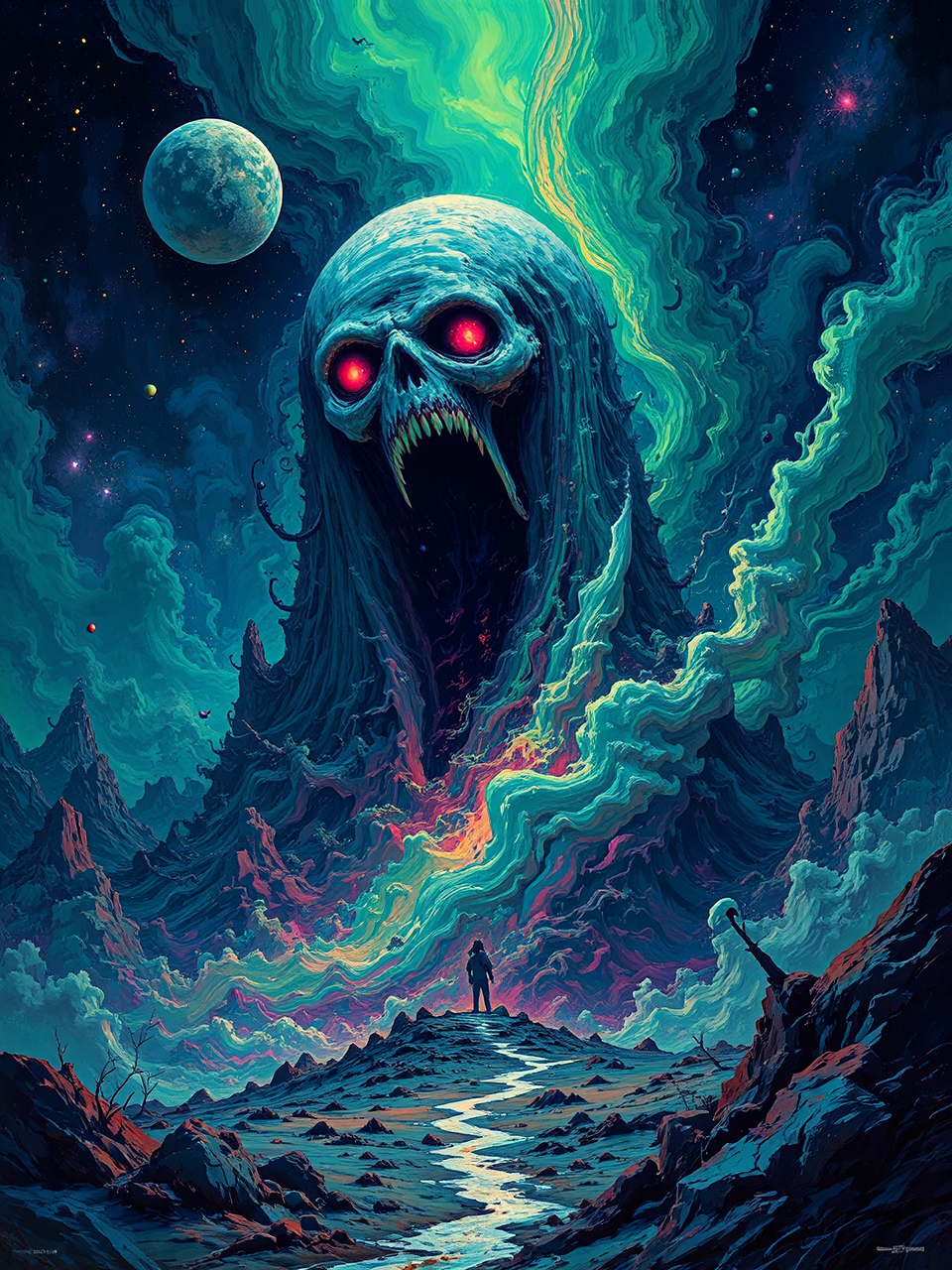 A surreal space-themed nightmare