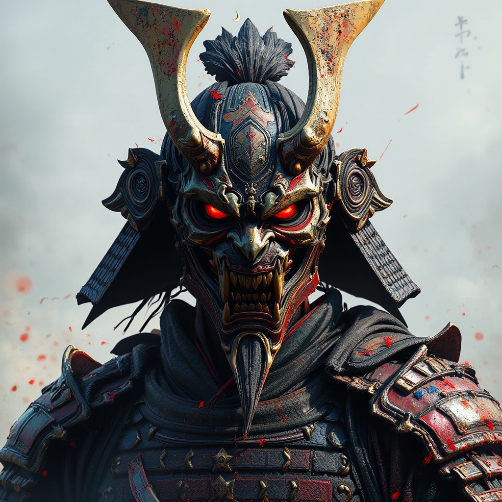Samurai in demon mask