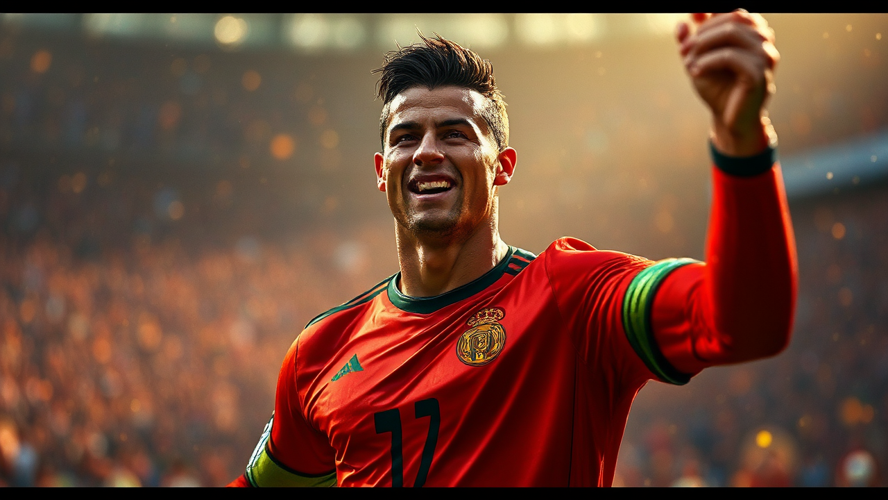 Cristiano Ronaldo kicking a