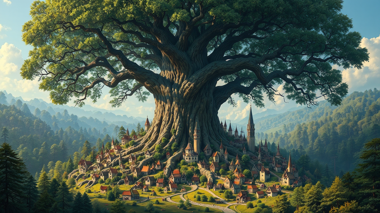 Massive oak tree with