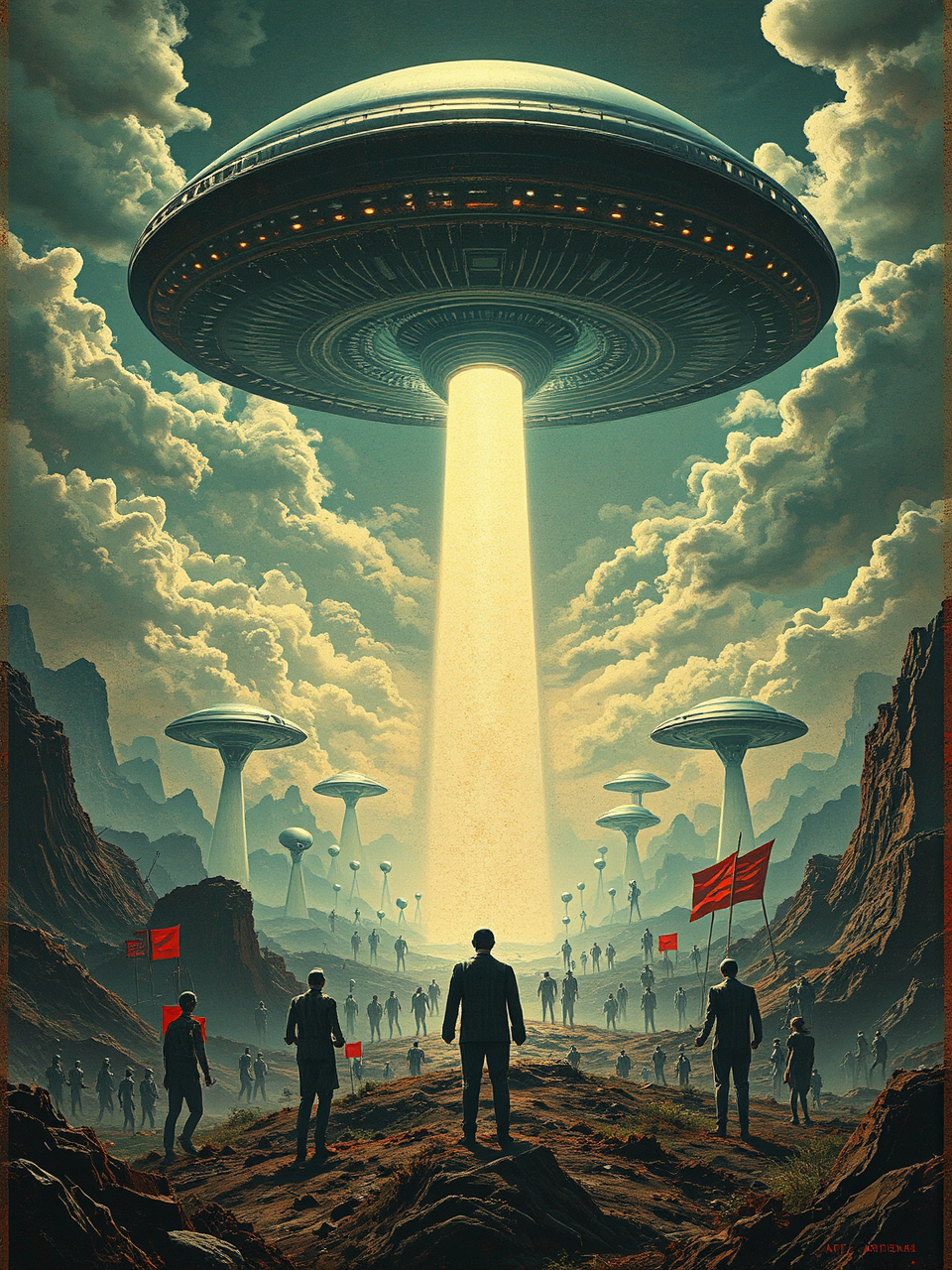 Grey aliens invading human