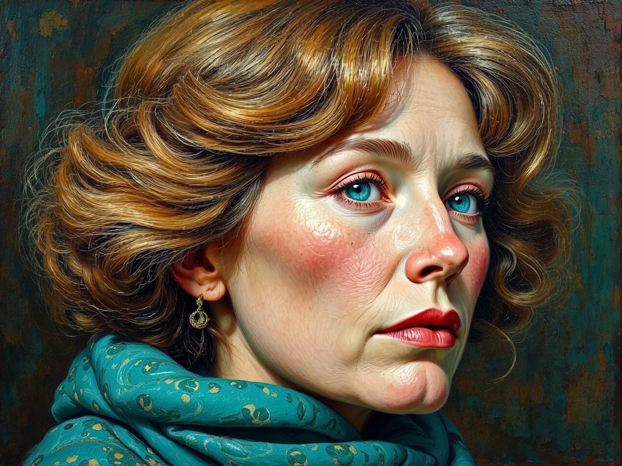 A turquoise-tinged portrait of