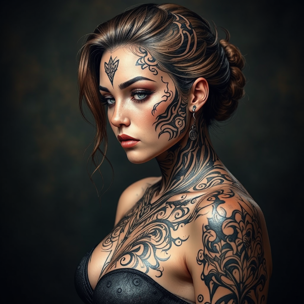 Female tribal body art