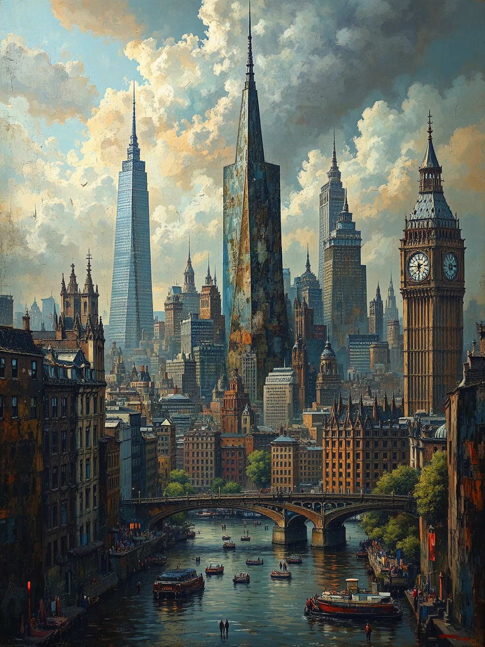 Surrealistic cityscape with gothic