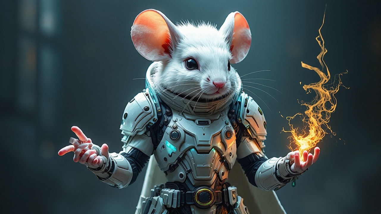 White-furred mouse technomage in