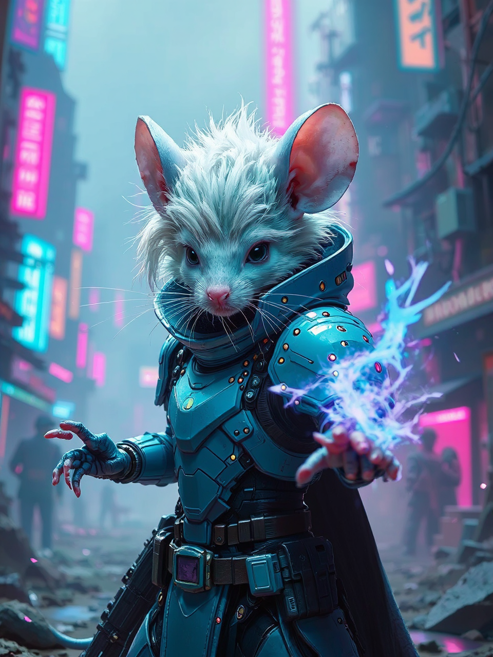 Antropomorphic white-haired mouse in